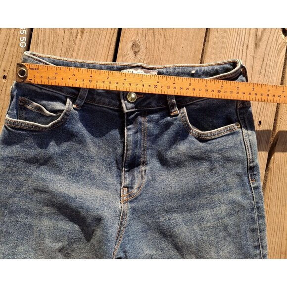 Zara Womens Wide-Leg Cropped Jeans Size 6 Medium Wash Denim Made In Bangladesh - Picture 5 of 11